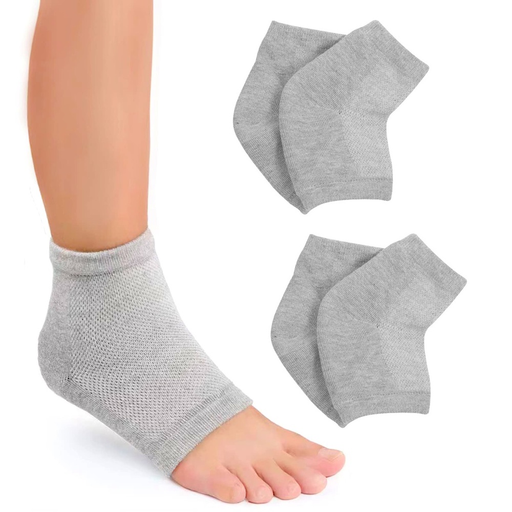 NEW Gel Moisturizing Heel Socks for Cracked Heel Treatment Grey 4 pairs